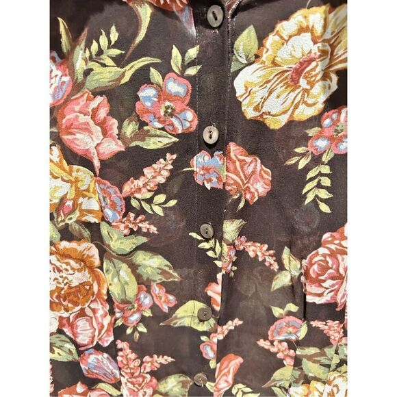 CAbi Silk Multicolor Floral Print Blouse - Picture 5 of 9